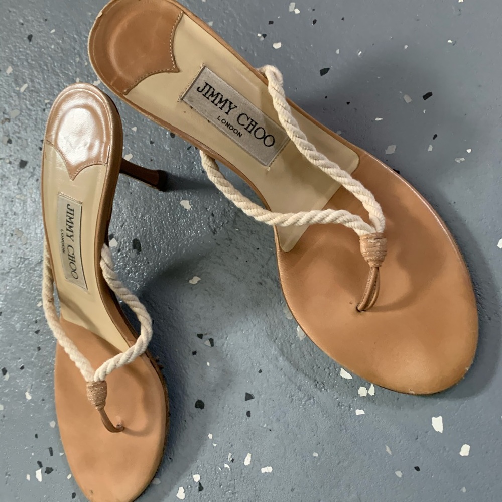 Jimmy choo beige rope heel slip in 38